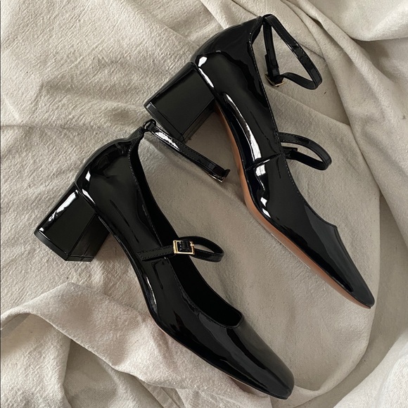 ASOS Patent Leather Mary Jane Heels Black Strappy Block Heel 9 NWOT - Picture 5 of 11